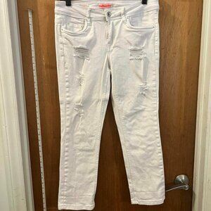 🐻Waist 32 - Dollhouse - White Roll-Up Skinny Jean Capri Pants - W32"/L25"